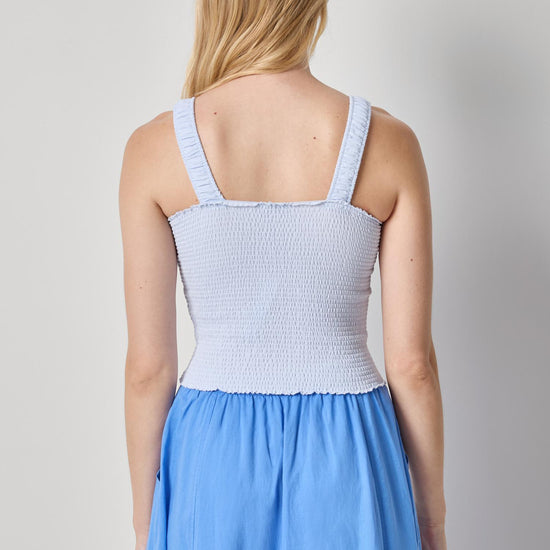 Organic Smocked Tank Womens Top Hydrangea A2