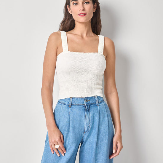 Organic Smocked Tank Womens Top Rope A1