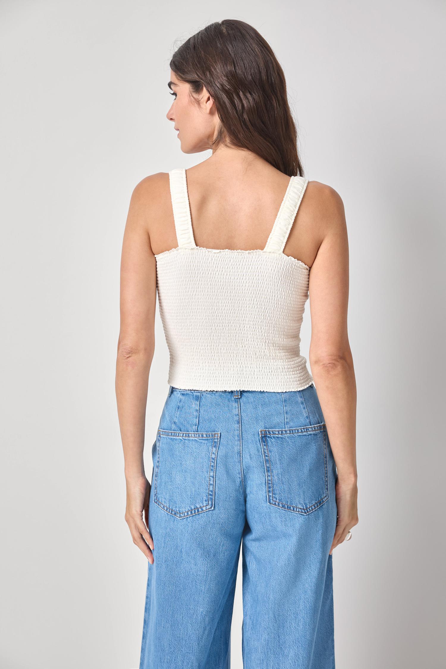 Organic Smocked Tank Womens Top Rope A2