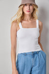 Organic Smocked Tank Womens Top White A1