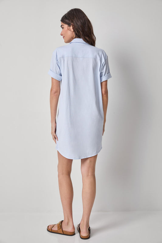 Organic Easy Shirt Dress Womens Dress Hydrangea A2
