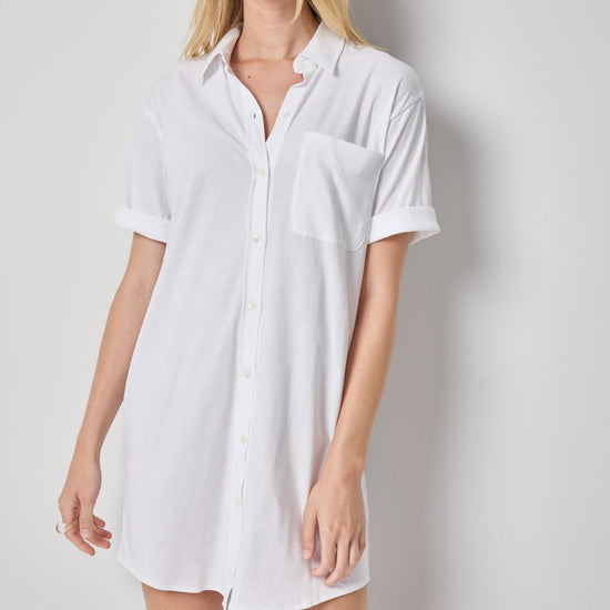 Organic Easy Shirt Dress Womens Dress White A1