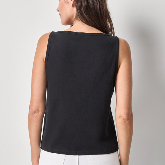 Organic V-Neck Tank Womens Top Black A2