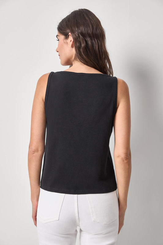 Organic V-Neck Tank Womens Top Black A2