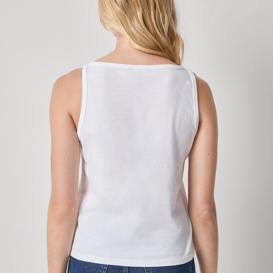 Organic V-Neck Tank Womens Top White A2