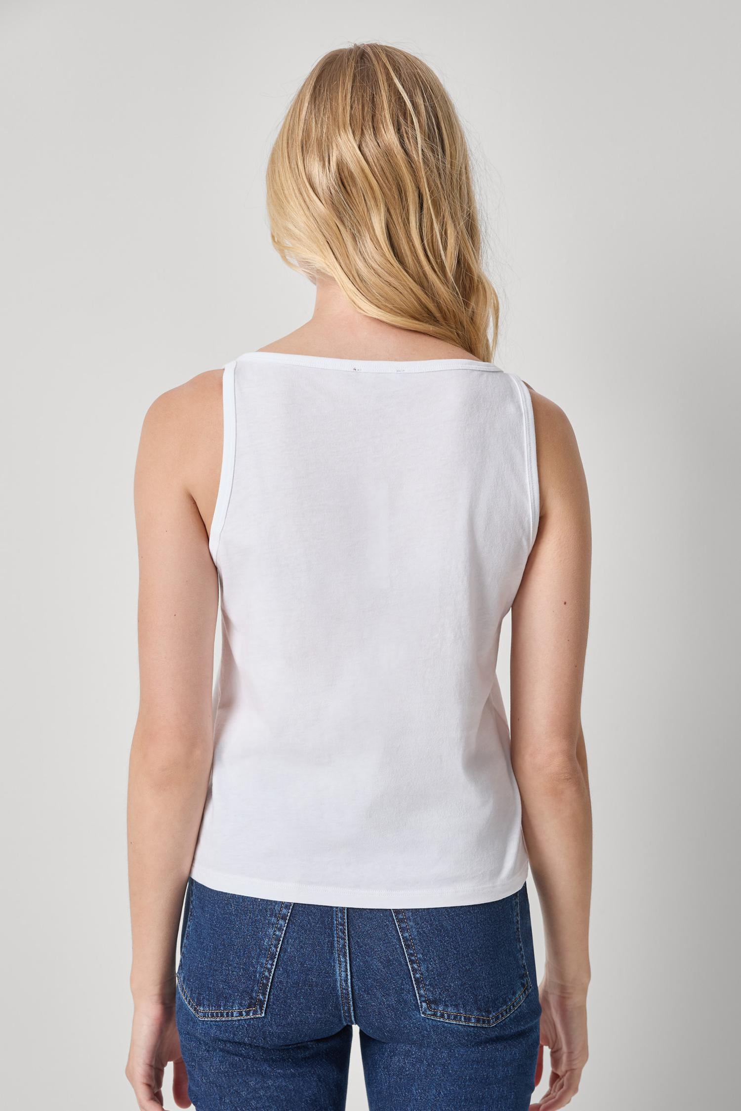 Organic V-Neck Tank Womens Top White A2