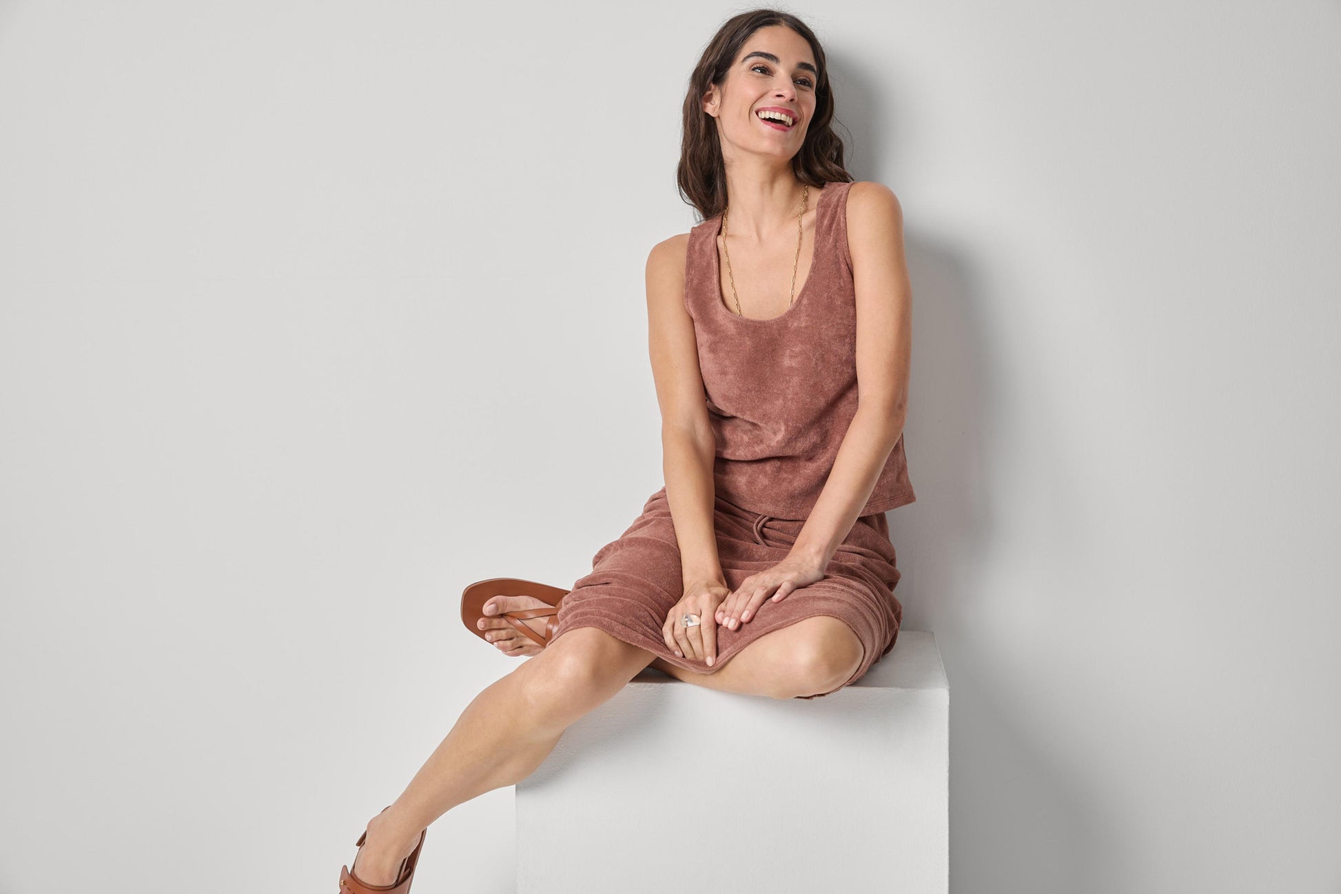 Terry Tank Womens Top Bark A4