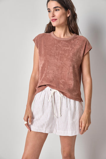 Terry Boxy Sleeveless Top Womens Top Bark A1