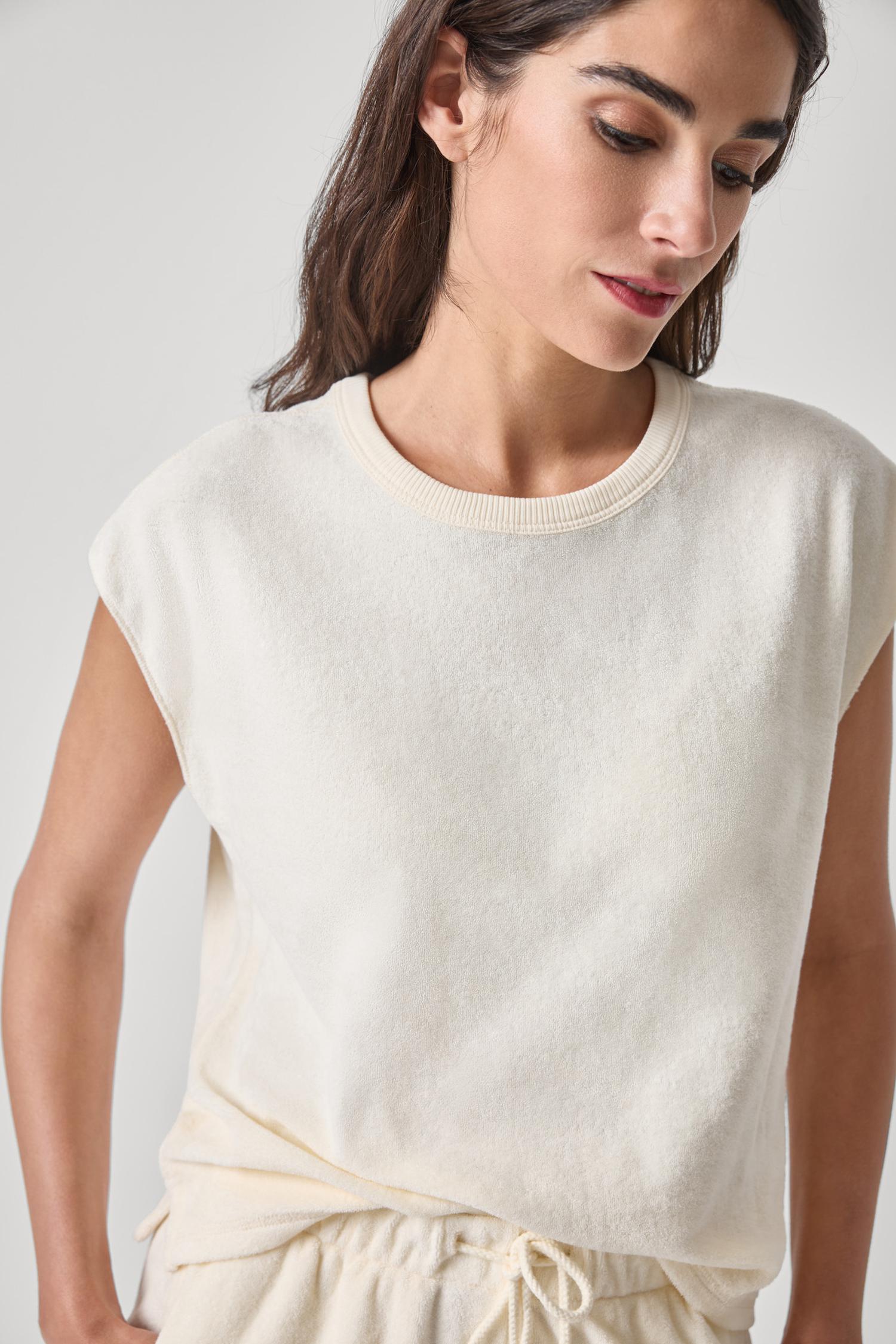 Terry Boxy Sleeveless Top Womens Top Rope A3