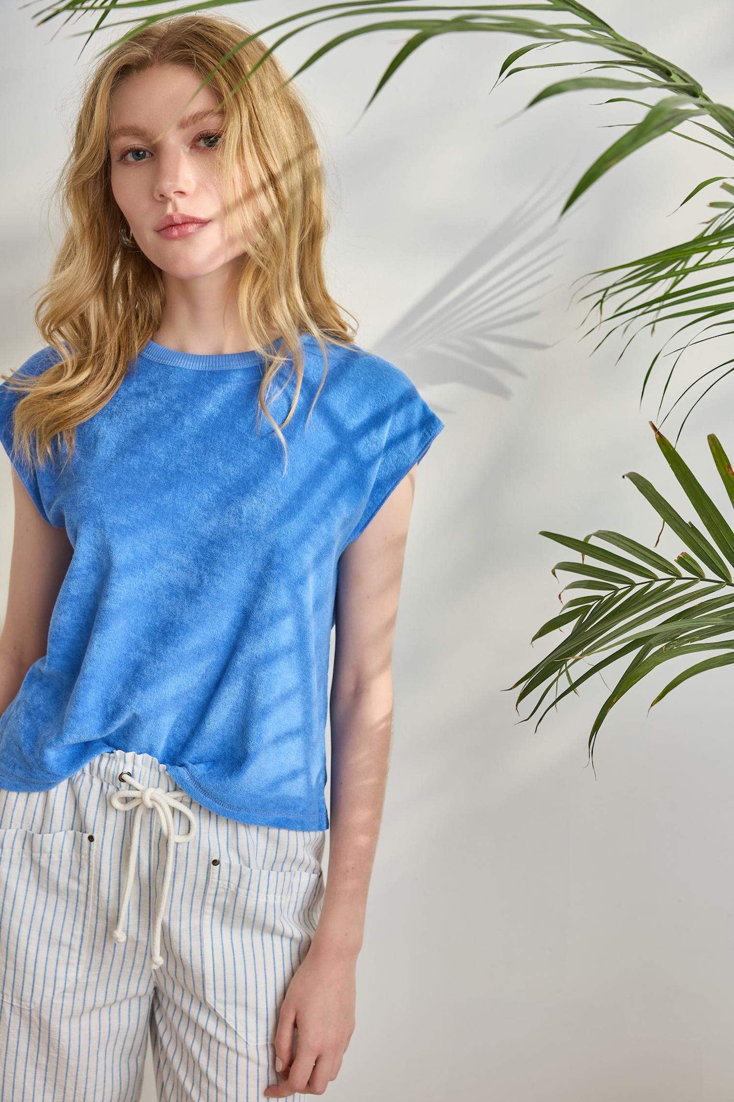Terry Boxy Sleeveless Top Womens Top Ultramarine C1