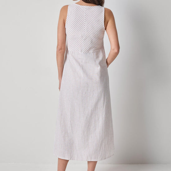 Striped Keyhole Midi Dress Womens Dress Bark Stripe A2
