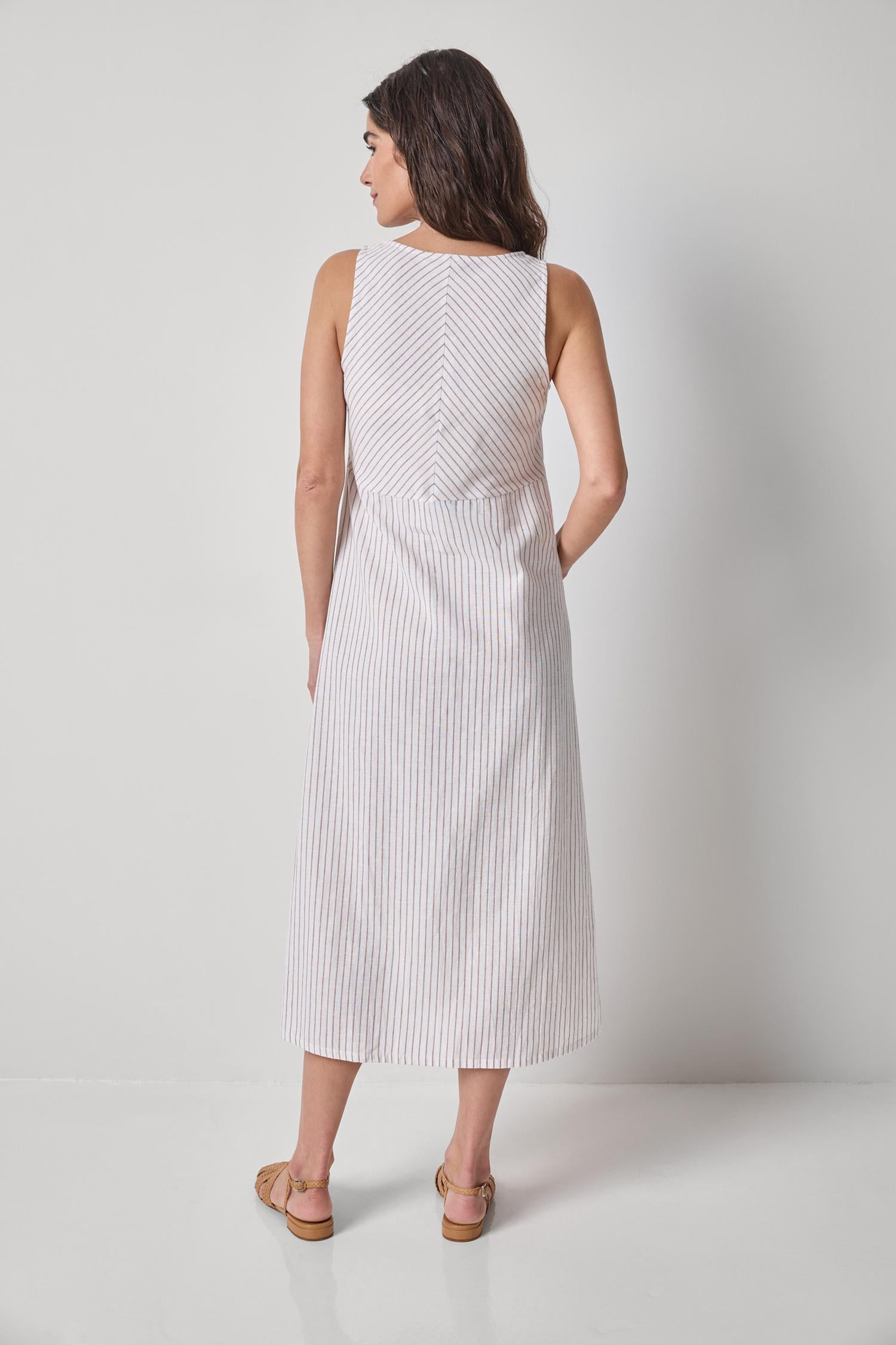 Striped Keyhole Midi Dress Womens Dress Bark Stripe A2