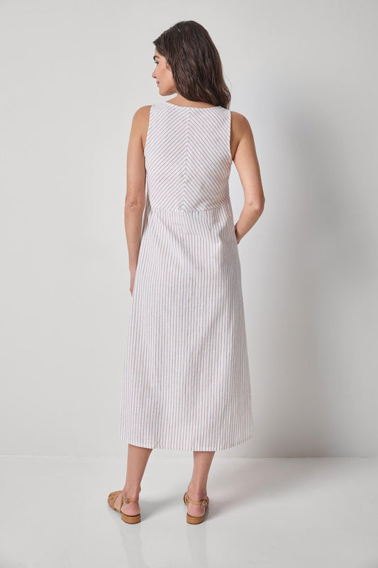 Striped Keyhole Midi Dress Womens Dress Bark Stripe A2