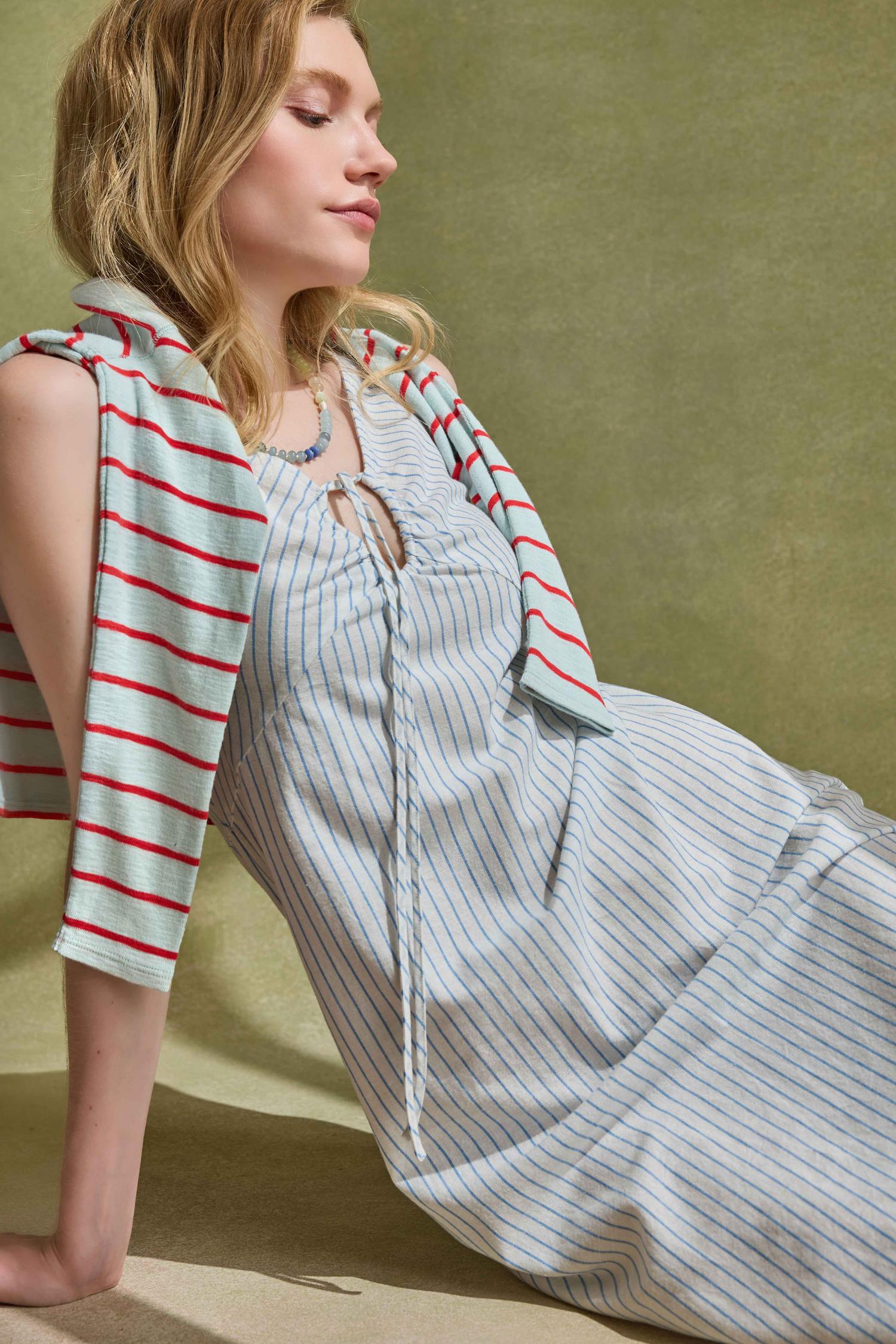Striped Keyhole Midi Dress Womens Dress Capri Stripe C1