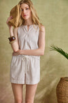 Sleeveless Zip Top Womens Top Bark Stripe C1