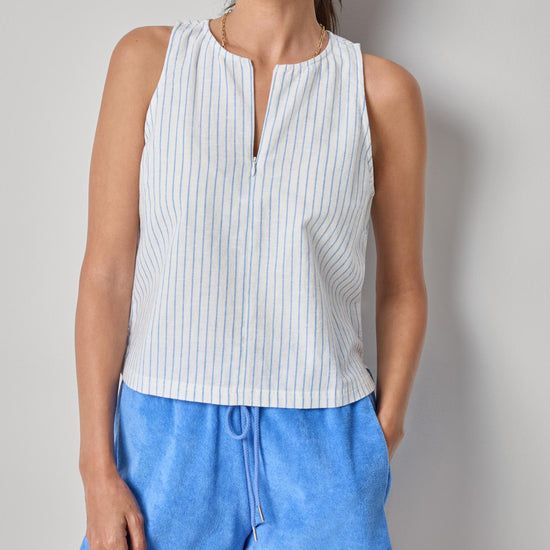 Sleeveless Zip Top Womens Top Capri Stripe A1