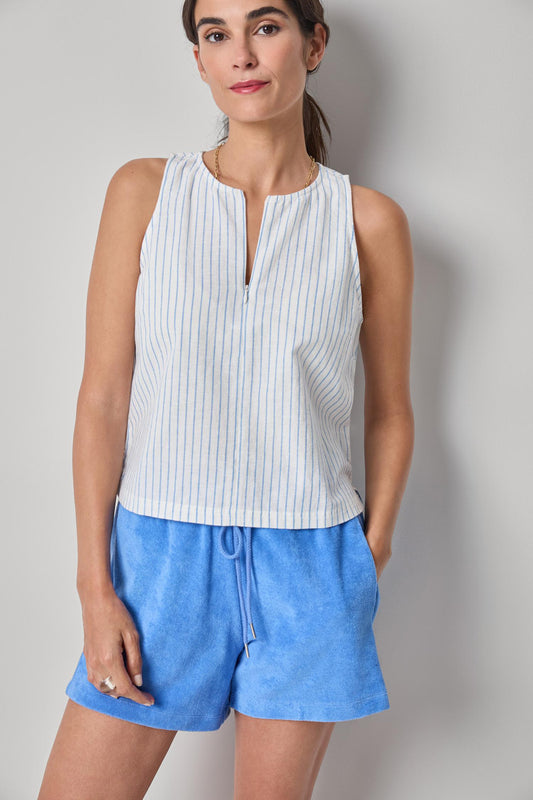 Sleeveless Zip Top Womens Top Capri Stripe A1