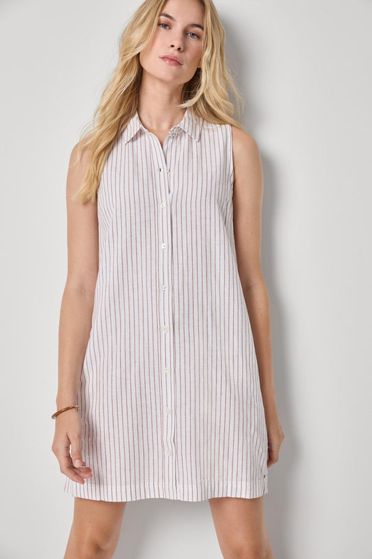 Striped Button Down Dress Womens Dress Bark Stripe A1