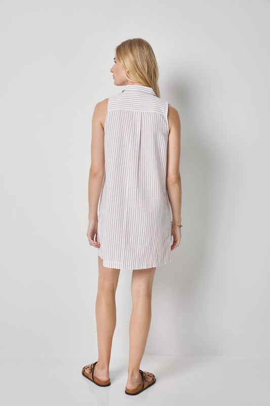 Striped Button Down Dress Womens Dress Bark Stripe A2