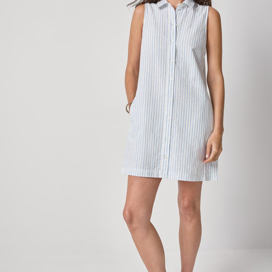 Striped Button Down Dress Womens Dress Capri Stripe A1