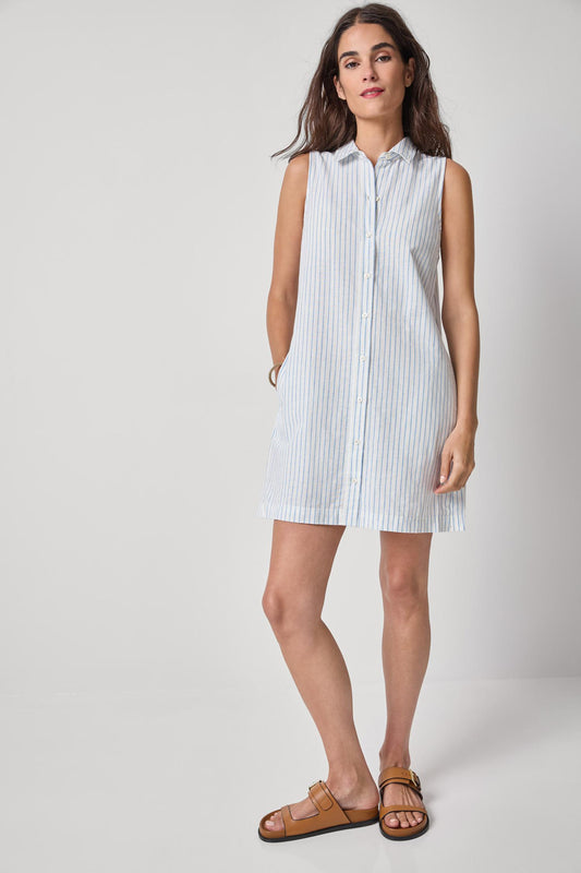 Striped Button Down Dress Womens Dress Capri Stripe A1