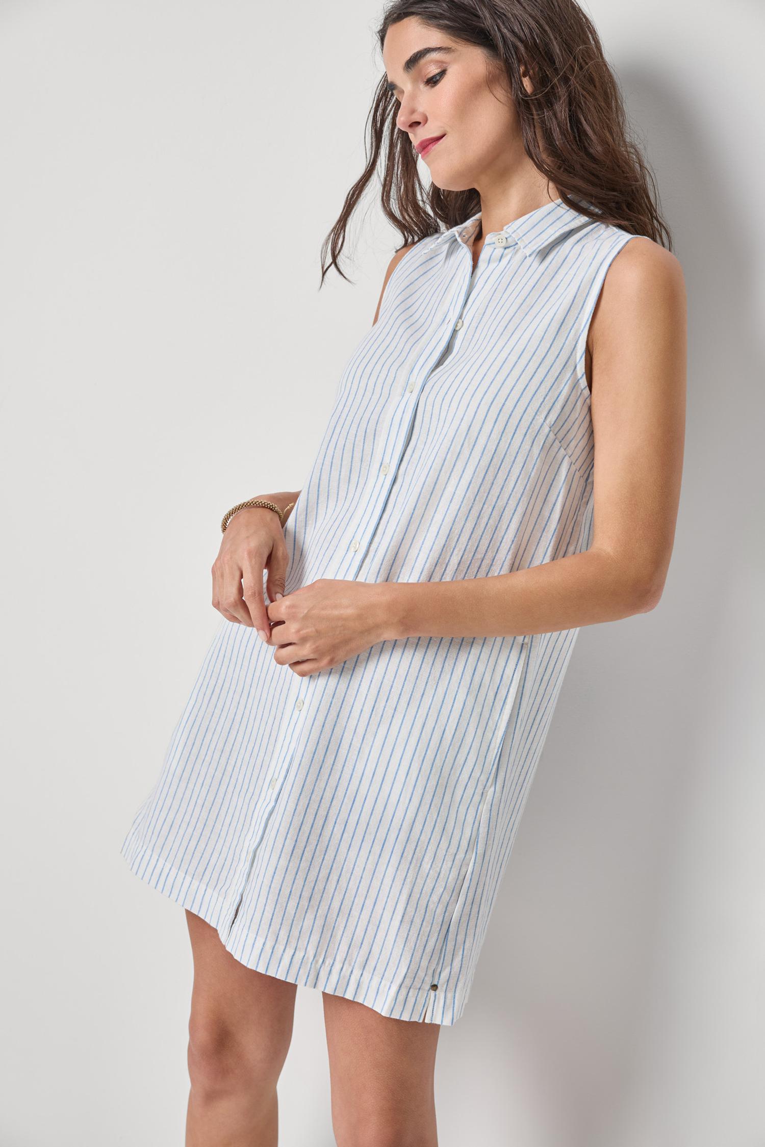 Striped Button Down Dress Womens Dress Capri Stripe A3