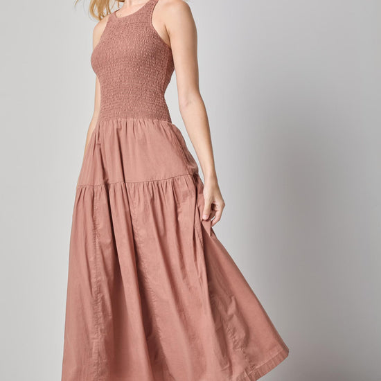 Smocked Bodice Maxi Dress Womens Dress Bark A1