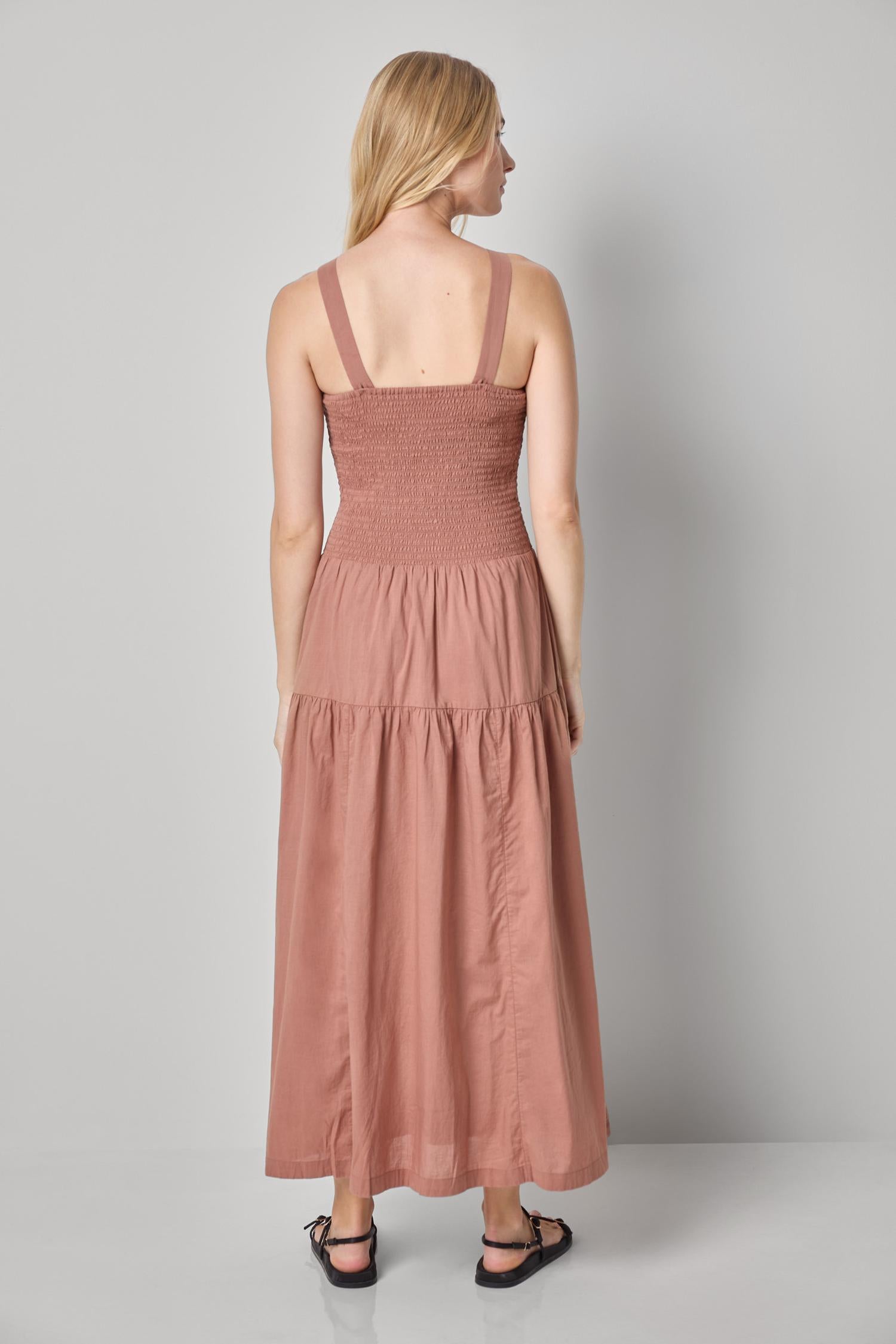 Smocked Bodice Maxi Dress Womens Dress Bark A2