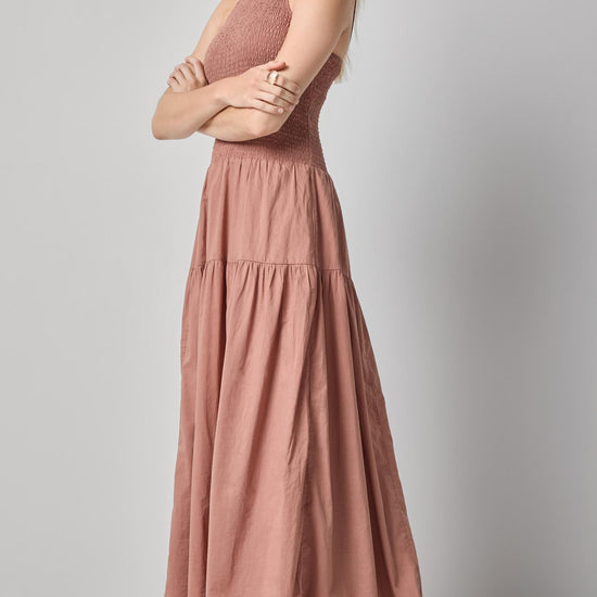 Smocked Bodice Maxi Dress Womens Dress Bark A4