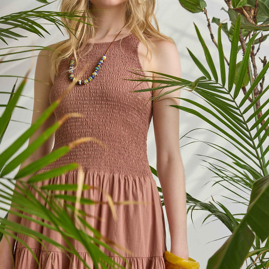 Smocked Bodice Maxi Dress Womens Dress Bark C2