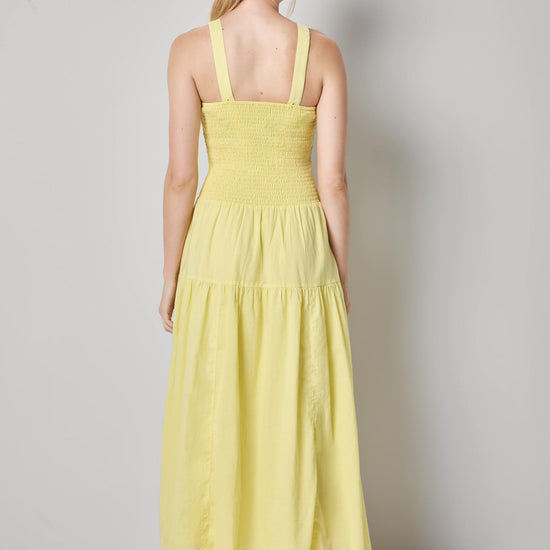 Smocked Bodice Maxi Dress Womens Dress Lemon A2