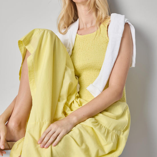 Smocked Bodice Maxi Dress Womens Dress Lemon A4