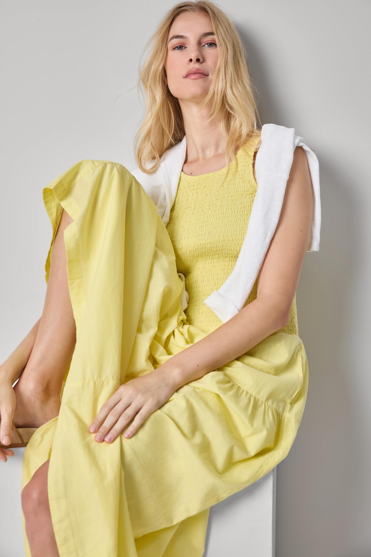 Smocked Bodice Maxi Dress Womens Dress Lemon A4