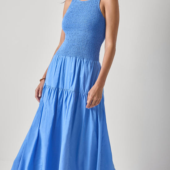 Smocked Bodice Maxi Dress Womens Dress Ultramarine A3
