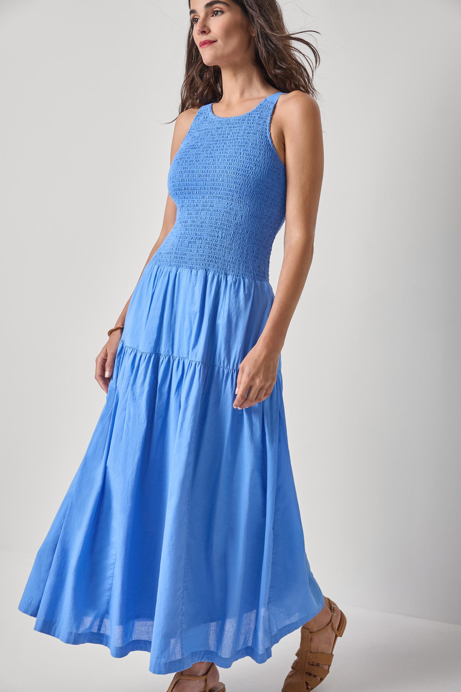 Smocked Bodice Maxi Dress Womens Dress Ultramarine A3