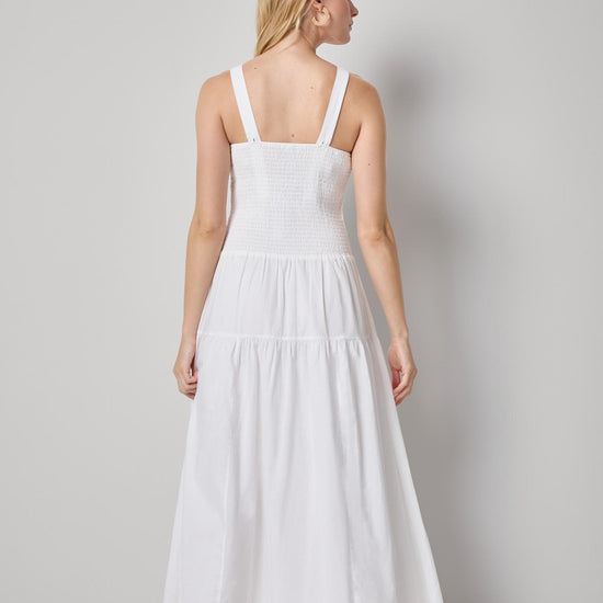 Smocked Bodice Maxi Dress Womens Dress White A2