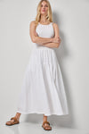 Smocked Bodice Maxi Dress Womens Dress White A3