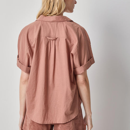Elbow Sleeve Button Down Womens Top Bark A2