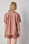 Elbow Sleeve Button Down Womens Top Bark A2