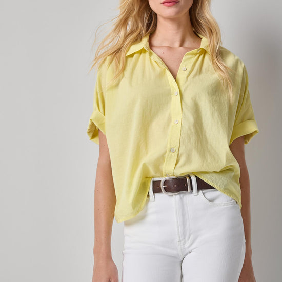 Elbow Sleeve Button Down Womens Top Lemon A1