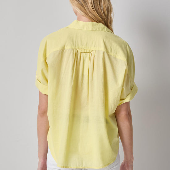 Elbow Sleeve Button Down Womens Top Lemon A2