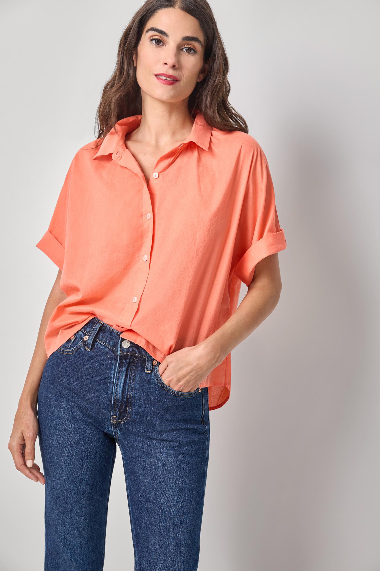 Elbow Sleeve Button Down Womens Top Nectar A1