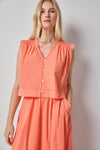 Smocked Shoulder V-Neck Womens Top Nectar A1