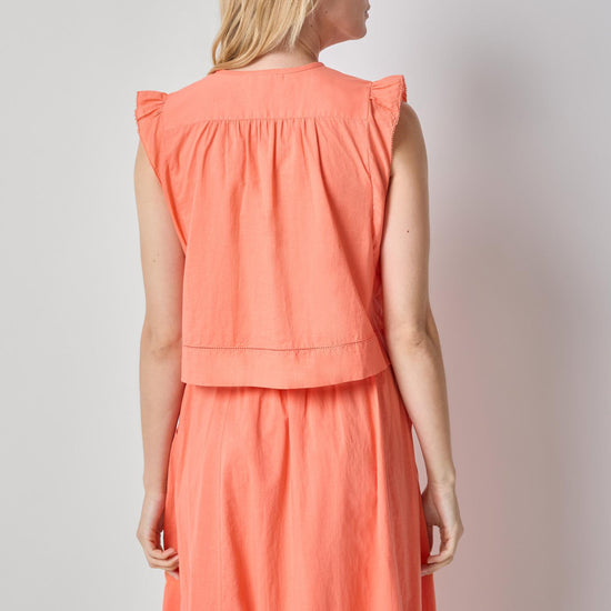 Smocked Shoulder V-Neck Womens Top Nectar A2