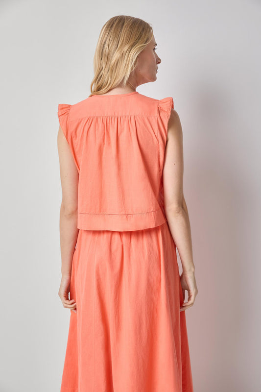 Smocked Shoulder V-Neck Womens Top Nectar A2