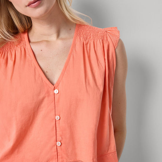 Smocked Shoulder V-Neck Womens Top Nectar A3
