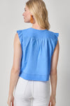 Smocked Shoulder V-Neck Womens Top Ultramarine A2
