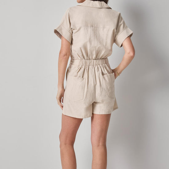 Linen Blend Romper Womens Short Bamboo A2