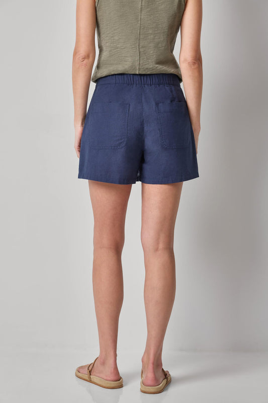 Linen Blend Skort Womens Short Navy A2
