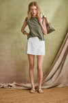 Linen Blend Skort Womens Short White C1